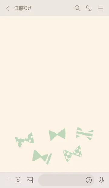 [LINE着せ替え] 手描きリボン くすみみどりの画像2