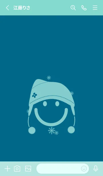 [LINE着せ替え] スマイル＆ニット帽 マリンブルーの画像2