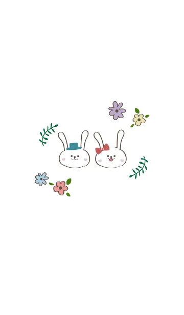 [LINE着せ替え] かわいいウサギのカップルの画像1