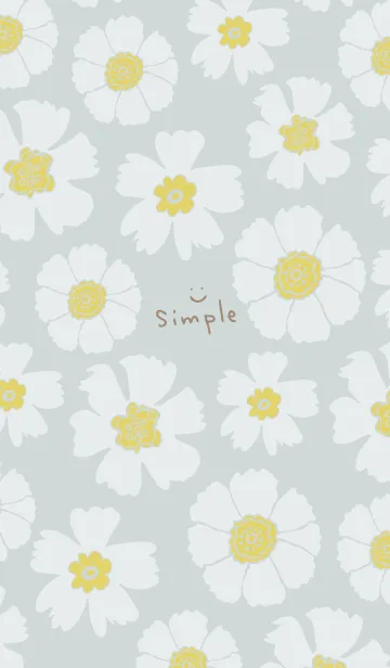 [LINE着せ替え] 白い花たくさん ブルー3の画像1