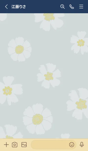 [LINE着せ替え] 白い花たくさん ブルー3の画像2