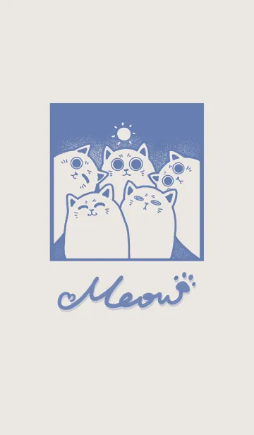 [LINE着せ替え] Meow J (monochrome version) - blue (Be1)の画像1