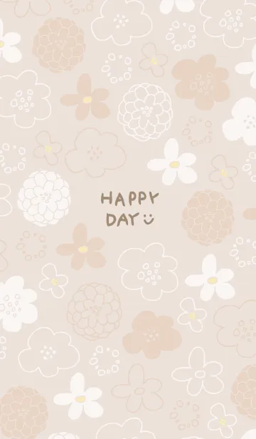 [LINE着せ替え] 白とベージュの花 ベージュ5の画像1