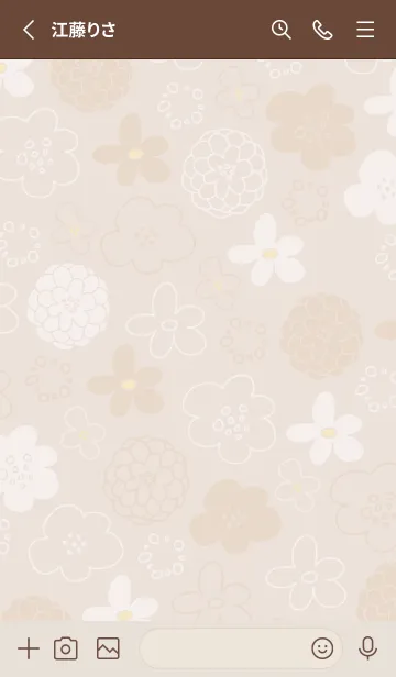[LINE着せ替え] 白とベージュの花 ベージュ5の画像2