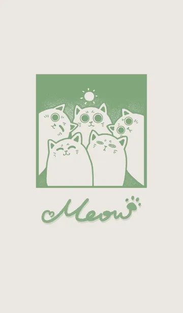 [LINE着せ替え] Meow J (monochrome version)-green (Be1)の画像1