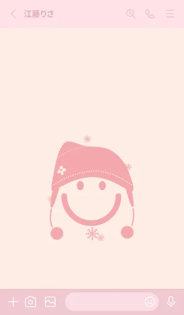 [LINE着せ替え] スマイル＆ニット帽 Deep baby pinkの画像2