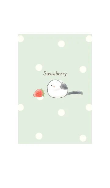 [LINE着せ替え] シマエナガと苺 -グリーン- ドットの画像1