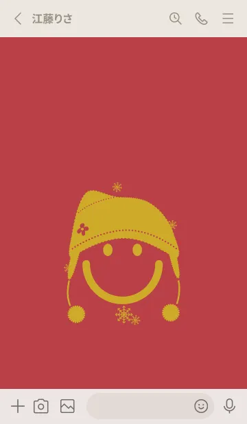 [LINE着せ替え] スマイル＆ニット帽 臙脂の画像2