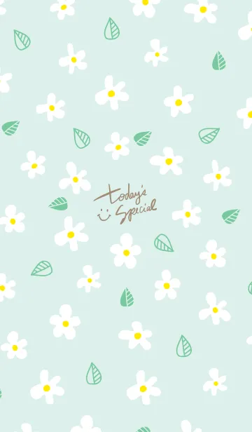 [LINE着せ替え] かわいい白い花と葉っぱ9の画像1