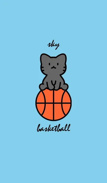 [LINE着せ替え] 黒猫とバスケ スカイブルーの画像1