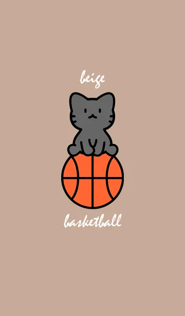[LINE着せ替え] 黒猫とバスケ ベージュの画像1