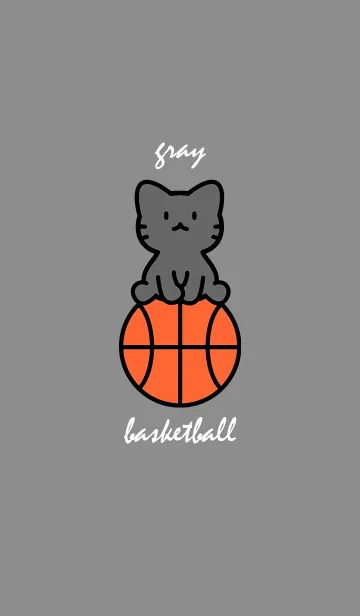 [LINE着せ替え] 黒猫とバスケ グレーの画像1