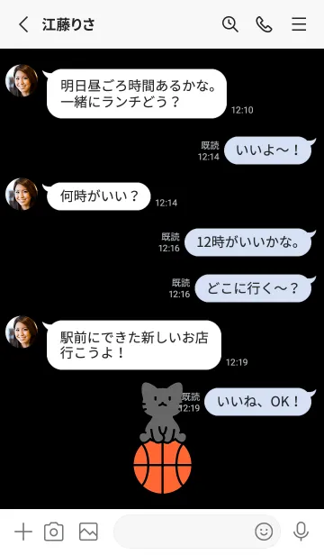 [LINE着せ替え] 黒猫とバスケ ブラックの画像3