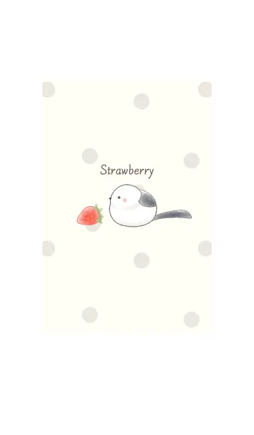 [LINE着せ替え] シマエナガと苺 -ベージュ- ドットの画像1