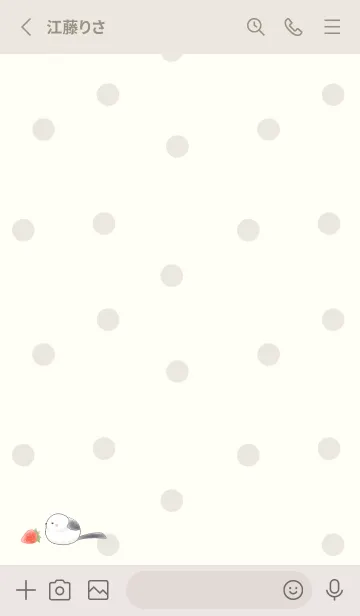 [LINE着せ替え] シマエナガと苺 -ベージュ- ドットの画像2