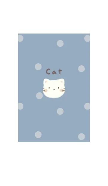 [LINE着せ替え] ふわふわねこ -くすみブルー- ドットの画像1