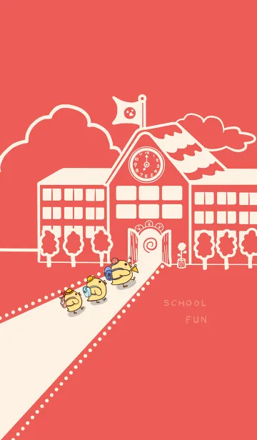 [LINE着せ替え] Yellow Duck School fun-beige (Red4)の画像1