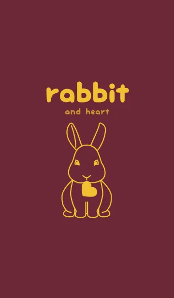 [LINE着せ替え] ウサギとハート (バーガンディー)の画像1