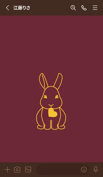 [LINE着せ替え] ウサギとハート (バーガンディー)の画像2