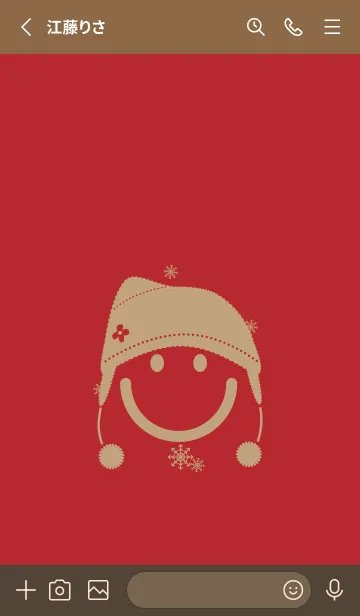 [LINE着せ替え] スマイル＆ニット帽 茜色の画像2