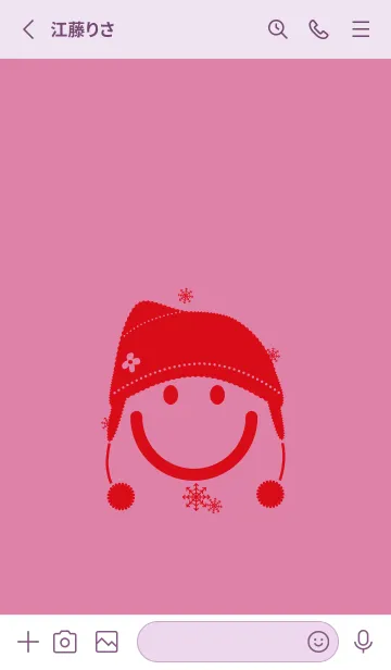 [LINE着せ替え] スマイル＆ニット帽 ロータスピンクの画像2