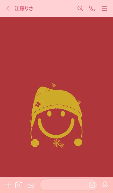 [LINE着せ替え] スマイル＆ニット帽 ローズマダーの画像2