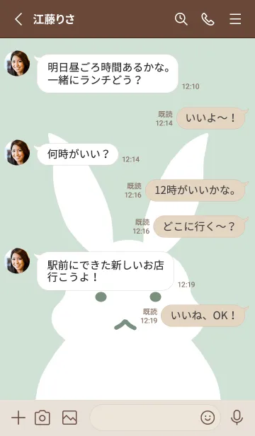 [LINE着せ替え] シンプルバニーの着せかえ/グリーングレイの画像3