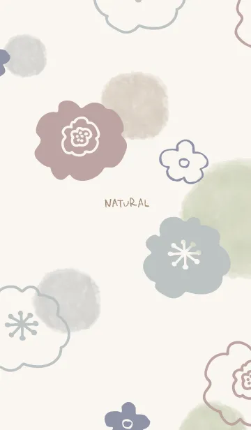 [LINE着せ替え] 花と水彩丸 グリーン14の画像1