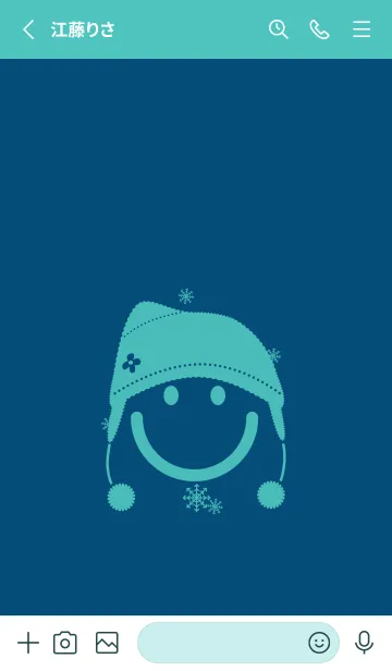 [LINE着せ替え] スマイル＆ニット帽 プルシアンブルーの画像2