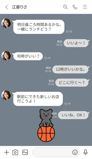 [LINE着せ替え] お座り黒猫とバスケットボール グレブルの画像3