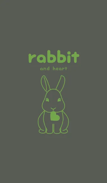 [LINE着せ替え] ウサギとハート (うぐいす色)の画像1