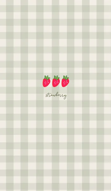 [LINE着せ替え] いちご×チェック柄 (green beige)の画像1