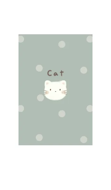 [LINE着せ替え] ふわふわねこ -くすみグリーン- ドットの画像1