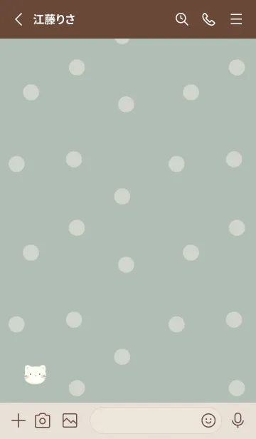 [LINE着せ替え] ふわふわねこ -くすみグリーン- ドットの画像2