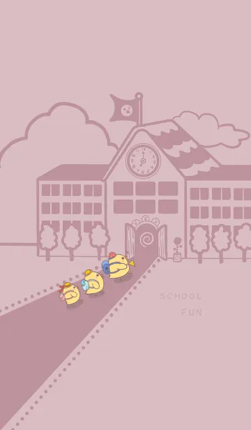 [LINE着せ替え] Yellow Duck School fun-GreyPink(Pi4)の画像1