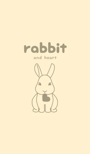 [LINE着せ替え] ウサギとハート (鳥の子色)の画像1