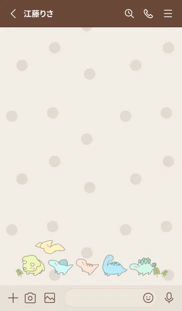 [LINE着せ替え] 小さい恐竜たち -ブラウン- ドットの画像2
