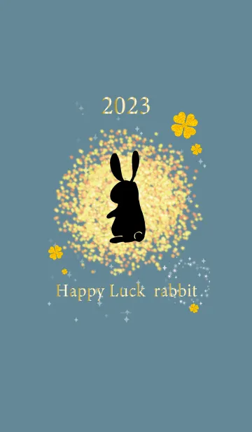 [LINE着せ替え] くすみ青 : 2023年 兎 四葉で金運上昇！の画像1