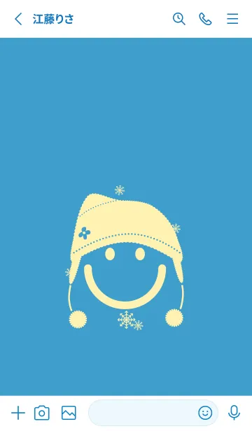 [LINE着せ替え] スマイル＆ニット帽 ヨットブルーの画像2