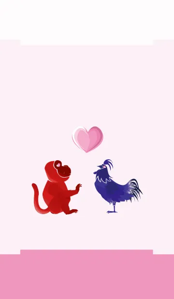 [LINE着せ替え] ekstレッド（モンキー）ラブブルー（チキンの画像1