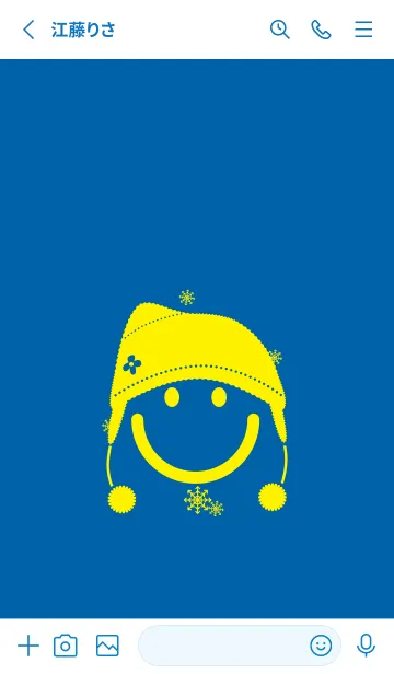 [LINE着せ替え] スマイル＆ニット帽 シアンブルーの画像2