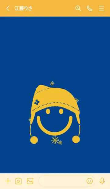 [LINE着せ替え] スマイル＆ニット帽 ローヤルブルーの画像2