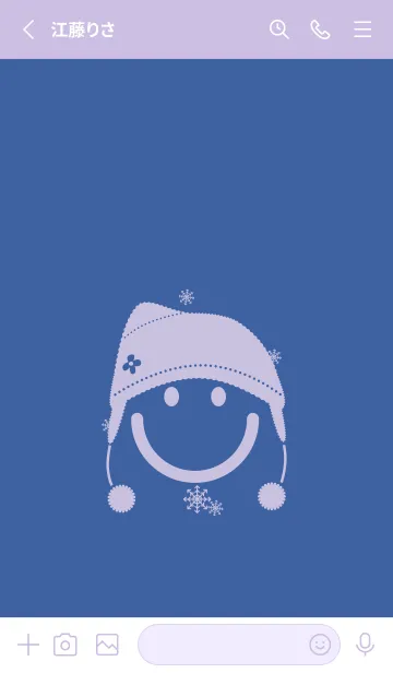 [LINE着せ替え] スマイル＆ニット帽 Hidrange blueの画像2