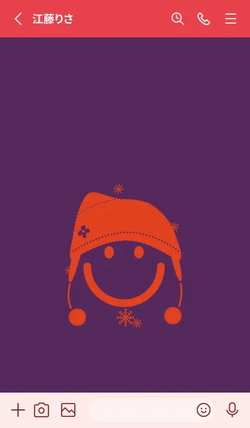 [LINE着せ替え] スマイル＆ニット帽 桑の実色の画像2