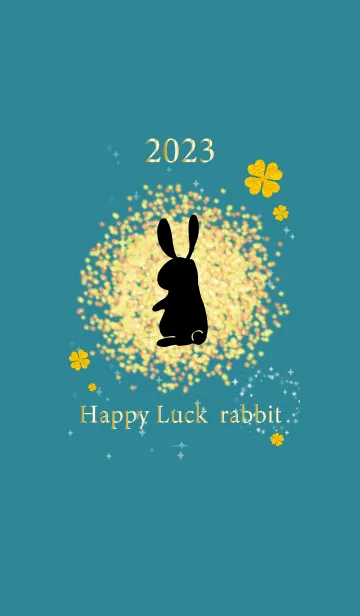 [LINE着せ替え] 水色 : 2023年 兎 四葉で金運上昇！の画像1