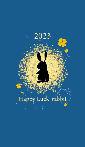 [LINE着せ替え] 青 : 2023年 兎 四葉で金運上昇！の画像1