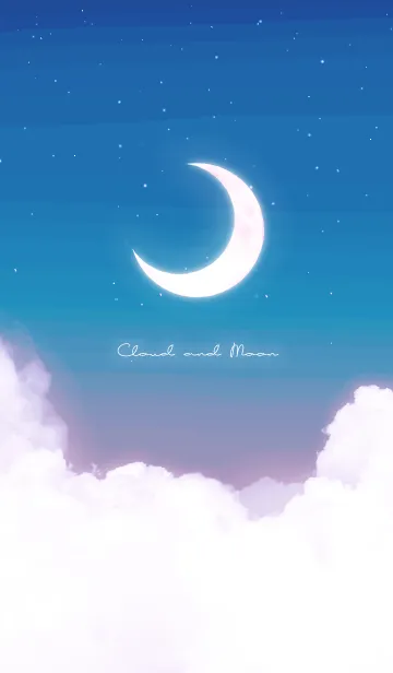 [LINE着せ替え] 雲と三日月 - ブルー 10の画像1