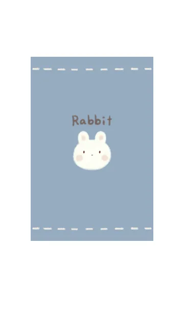 [LINE着せ替え] ふわふわうさぎ -くすみブルー-の画像1