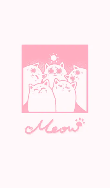 [LINE着せ替え] Meow J (monochrome version) - pink (Pi4)の画像1