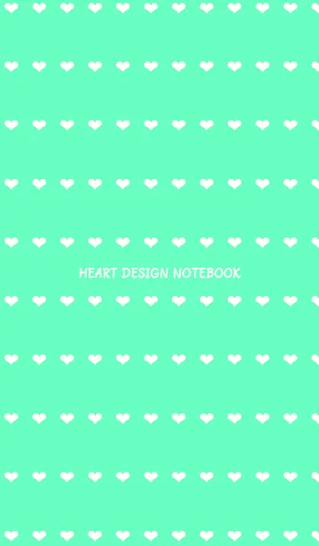 [LINE着せ替え] ホワイトハートのノート/蛍光ミント/黒色の画像1